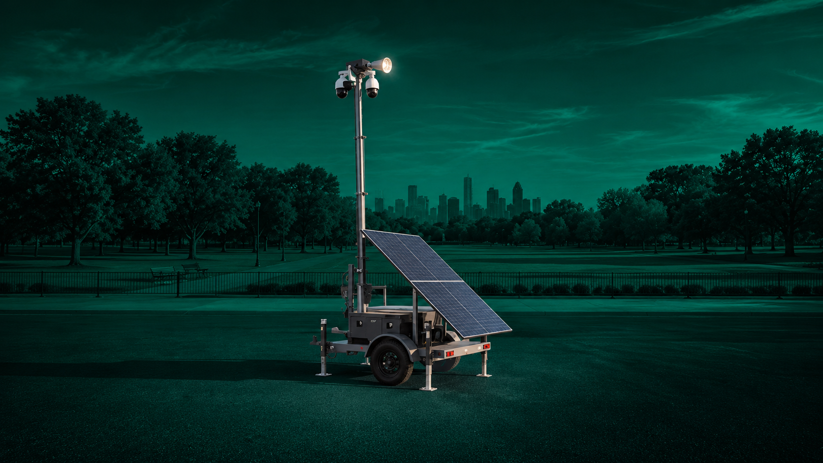 Solar surveillance trailer for municipal public safety